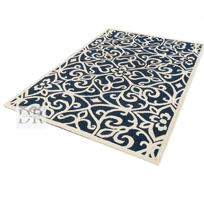 Tapis en laine fait à la main bleu et blanc Tapis tufté à la main de conception moderne de haute qualité pour salle à manger salon utilisation de cuisine - Product Image 2