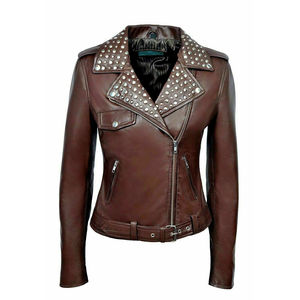 2025 Nueva chaqueta de motorista de piel de oveja auténtica para mujer 100% diseño elegante informal de cuero Real con tela de lona ropa de mujer - Product Image 6