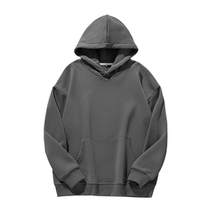 Regular Fit Men's Hooded Sweatshirt Solid Color Cotton Fleece Casual Pullover Winter Wear Eco-Friendly Breathable Pocket - Product Image 3