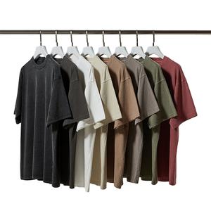T-shirt délavé à l'acide en coton de qualité supérieure t-shirt de lavage minéral rétro surdimensionné t-shirt vintage décontracté lourd T-shirt pour hommes - Product Image 1