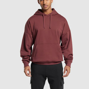 Mens Burgundy Pullover <b>Hoodie</b> <b>Plain</b> Hooded Sweatshirt Casual Oversized <b>Hoodie</b> Long Sleeve Kangaroo Pocket Drawstring Hood Cotton - Product Image 6
