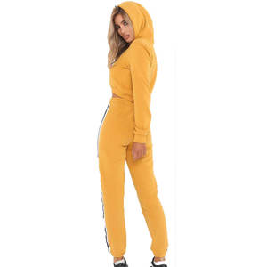 Conjunto de chándal de mujer personalizado Top de manga larga y joggers Mezcla de algodón Premium Ropa casual de alta calidad Fábrica OEM. - Product Image 6