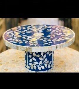 Support à gâteau rond en bois écologique et incrustations de nacre, idéal pour la décoration florale – Lavage à la main uniquement – Meilleures ventes - Product Image 2