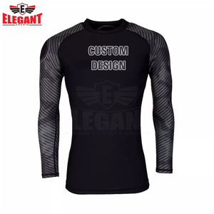 เสื้อแรชการ์ด MMA BJJ ดีไซน์โลโก้ที่กำหนดเองสวมใส่สบายระบายอากาศได้ดียืดมากสำหรับผู้ใหญ่ผดผื่นจากกีฬาที่สง่างาม - Product Image 4