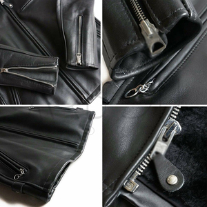 Chaqueta de cuero para hombre de ropa informal de último estilo de alta calidad, chaquetas de cuero genuino de calle principal para hombre de servicio OEM/ODM de color negro - Product Image 5