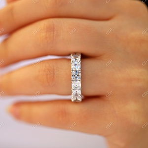 Bijoux fantaisie en or blanc 14 carats, 6,50 CTW, clarté VVS, grande moissanite, taille Asscher, sertie à griffes, certifiée GRA, tendance, fiançailles, mariage - Product Image 2