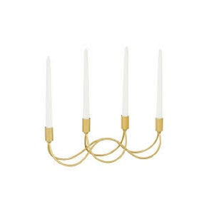 Candélabre Design élégant bougeoir en métal Design floral vague Design fait à la main finition or bougeoir à 4 bras décoration éclairage - Product Image 1