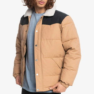 Winter Outdoor Men's Canvas Stand Collar Front Logo Puffer Jacket Breathable Eco-Friendly <b>Windproof</b> Quick Dry Low Price - Product Image 3