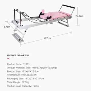 Chaoyuan Pink Gray Durable Health <b>Pilates</b> Reformer Machine Home Use Foldable <b>Yoga</b> Gym Equipment Adjustable Multifunction Body - Product Image 4