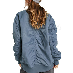 Blousons d'aviateur en toile pour femmes personnalisés vêtements de sport d'hiver respirants avec accents en cuir pour vêtements de plein air - Product Image 4