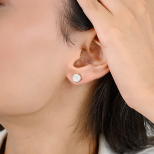 Elegant & Classic 18K White Gold Diamond Stud Earrings Marquise & <b>Princess</b> Cut Minimal Jewelry with Genuine Diamond Shape - Product Image 4