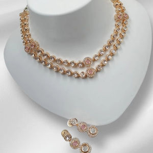 INDIAN TRADITIONAL and FASHIONABLE COPPER <b>JEWELLERY</b> BRIDAL WEDDING <b>JEWELLERY</b> <b>SET</b> for WOMEN EARRINGS and NECKLACE <b>SET</b> - Product Image 1