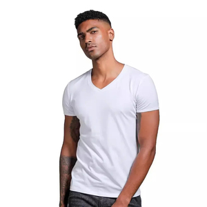 Camiseta Blanca de Verano para Hombre, Cuello en V, Manga Corta, Ajustada, Camiseta Interior, Cuello Redondo, Ropa Interior Ajustada - Product Image 3