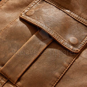 Chaqueta de cuero genuino para hombre, estilo slim fit, cuello alto, cierre de cremallera, transpirable, personalizada, en oferta. - Product Image 4