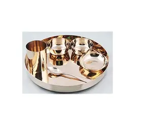 Alta exigencia cobre metal cena bronce thali set hogar boda comedor decorativo diseño hecho a mano fabricante de la India