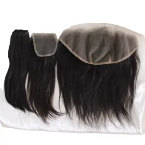 Penutup Rambut Frontal Berkualitas Tinggi Yang Diikat Tangan 100% Manusia, 13X4 Penutup Depan Renda Hd, Gratis/Pertengahan/3 Cara Bagian Penutupan Depan Renda Swiss