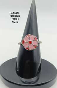 ขายส่งจำนวนมากเงินสเตอร์ลิงวันวาเลนไทน์สาวหวานดอกไม้มินิมอลหนาอ้วนสีชมพูหัวใจแหวนเคลือบ - Product Image 2