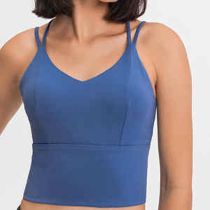 Nuevas mujeres de moda Sexy Workout Fitness Yoga Bra Ladies Cross Back Sports Tops con logotipo personalizado acolchado extraíble - Product Image 5