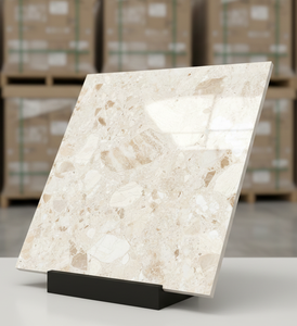 กระเบื้องปูพื้นพอร์ซเลนเคลือบ Breccia Crema ขนาด 600x600 มม. หนา 8 มม. ป้องกันแบคทีเรีย กันลื่น สำหรับใช้ในห้องน้ำ - Product Image 1