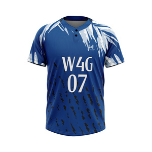 Maillots de baseball pour hommes sur mesure en polyester/coton, col en V, écologiques, patchwork personnalisé, logo sur le devant, respirants, maillots de softball - Product Image 1