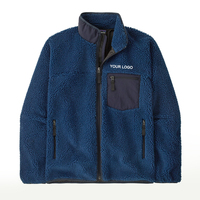 Veste polaire d'extérieur coupe-vent intégrale pour homme, en polaire Sherpa recyclée et durable à poils longs, ODM, Black Ink Retro-X Classic