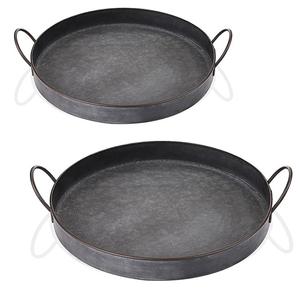 Plateau de service en fer galvanisé en métal galvanisé élégamment conçu avec poignée Plateau de service de style ferme industriel Plateau de décoration rustique - Product Image 5