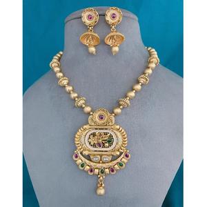 Ethnic Trendy <b>Gold</b> Polish Best Quality Necklace <b>Set</b> with <b>Earrings</b> for Women Wedding Parties Wear Collection For Women - Product Image 1