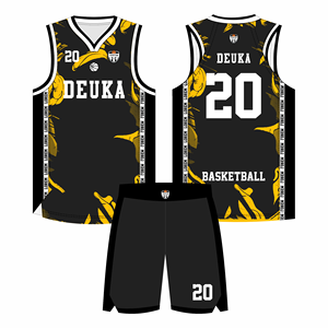 Conjuntos de uniformes de baloncesto de malla de secado rápido transpirable de diseño personalizado OEM temporada de verano Número de nombre personalizado impreso por transferencia de calor - Product Image 1