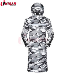 Chubasquero impermeable de alta visibilidad para adultos Chubasquero largo verde fluorescente con capucha empacable Ideal para exteriores - Product Image 3