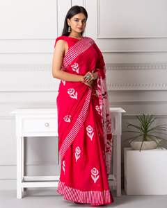 Malmal de algodón elegante para mujer, Sari estampado a mano, ropa de fiesta India pakistaní de alta venta con hermosos colores de verano - Product Image 4