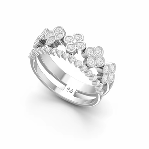 แหวนวงทอง 14K ประดับเพชรลายดอกไม้สำหรับผู้หญิง – เครื่องประดับดีไซน์ดอกไม้สุดหรูขายส่ง - Product Image 1