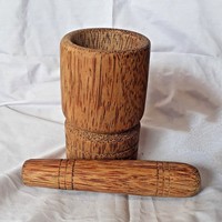Petit ensemble mortier et pilon en bois de noix de coco pour cuisine outils de broyeur d'herbes à épices en bois de coco palmier