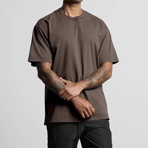 T-shirt pour homme surdimensionné en coton 100% tricoté formel avec logo personnalisé, designer de luxe, vente en gros - Product Image 1