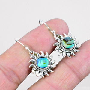 925 argent Sterling ormeau coquille Spinner boucle d'oreille concepteur naturel boucle d'oreille pierres précieuses bijoux faits à la main femmes cadeau pour anniversaire - Product Image 1