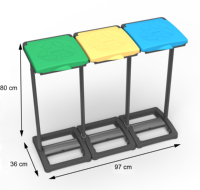 Poubelles rectangulaires en plastique écologiques Mongardi Made in Italy, très vendues, capacité 80L, résistantes aux intempéries, sans vis
