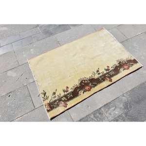 Classique Beige marron 2.6 X 3.9ft fait à la main laine fourrure turc tapis Patchwork Latex pour salon chambre couloir tapis ensembles - Product Image 3