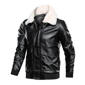 Blouson bombardier pour hommes en cuir véritable col amovible en fourrure de mouton Streetwear décontracté veste de mode vintage vente en gros OEM - Product Image 1