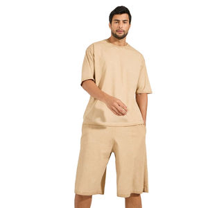 Custom Logo Men's <b>Mesh</b> Jersey 100% Cotton Set T Shirt With Shorts Boxy T Shirt Men Summer Casual Two Piece Shirt Set Breathable - Product Image 3