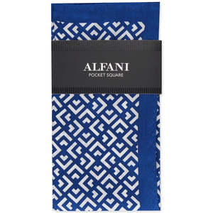 Fazzoletto da taschino Alfani da uomo in seta navy con motivo geometrico, formato regolare, sciarpa quadrata e fazzoletto da naso - Product Image 1