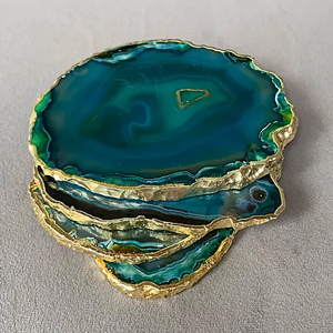 Tableware Accessories Agate <b>Coaster</b> With <b>Gold</b> Electroplated Agate Slice at Wholesale Price with Premium Quality - Product Image 4