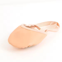 Chaussons de danse souples à demi-semelle en cuir véritable avec doublure en coton, rose chair et noir, pour femmes, fabriqués aux États-Unis
