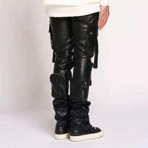 กางเกงขายดีสำหรับผู้ชาย หนังแท้คุณภาพสูง ทรงตรง ระดับกลาง เป็นมิตรกับสิ่งแวดล้อม กันน้ำ สวมใส่สบาย สีพื้น สไตล์สตรีท - Product Image 5