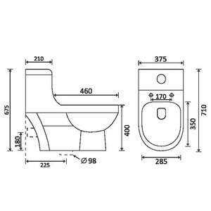 Articles sanitaires promotionnels-Commode de salle de bain monobloc en céramique blanche de l'Inde, placard à eau au sol - Product Image 6