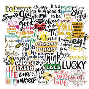Autocollants en vinyle PVC avec slogan inspirant, 50 pièces, autocollants décoratifs motivants pour la décoration de la maison et les cadeaux promotionnels - Product Image 5