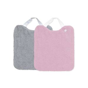 LOT DE 2 BAVOULETTES EN TISSU ÉTUIRÉ POUR BÉBÉS ET ENFANTS GRIS & ROSE AVEC COL ÉLASTIQUE - Product Image 1