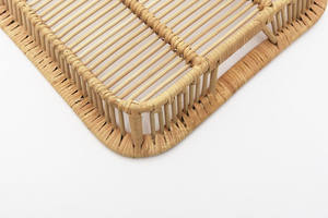 Plateau en rotin naturel rectangulaire fait à la main organisateur de bureau polyvalent pour cuisine hôtel ou restaurant stockage et décoration - Product Image 5