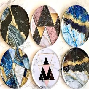 Posavasos Redondos Modernos de Mármol Natural y Madera, Absorbentes, Antideslizantes y Ecológicos, para Hogar, Oficina y Hotel, Diseño Artesanal - Product Image 2