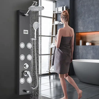 2023 nouveau modèle prix usine multi-fonction simple assemblage LED en acier inoxydable mural douche pluie salle de bain panneau de douche