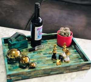 Plateau de service rectangulaire en bois naturel fait main avec design élégant en os Plusieurs tailles Ustensiles de cuisine jetables pour la maison - Product Image 2