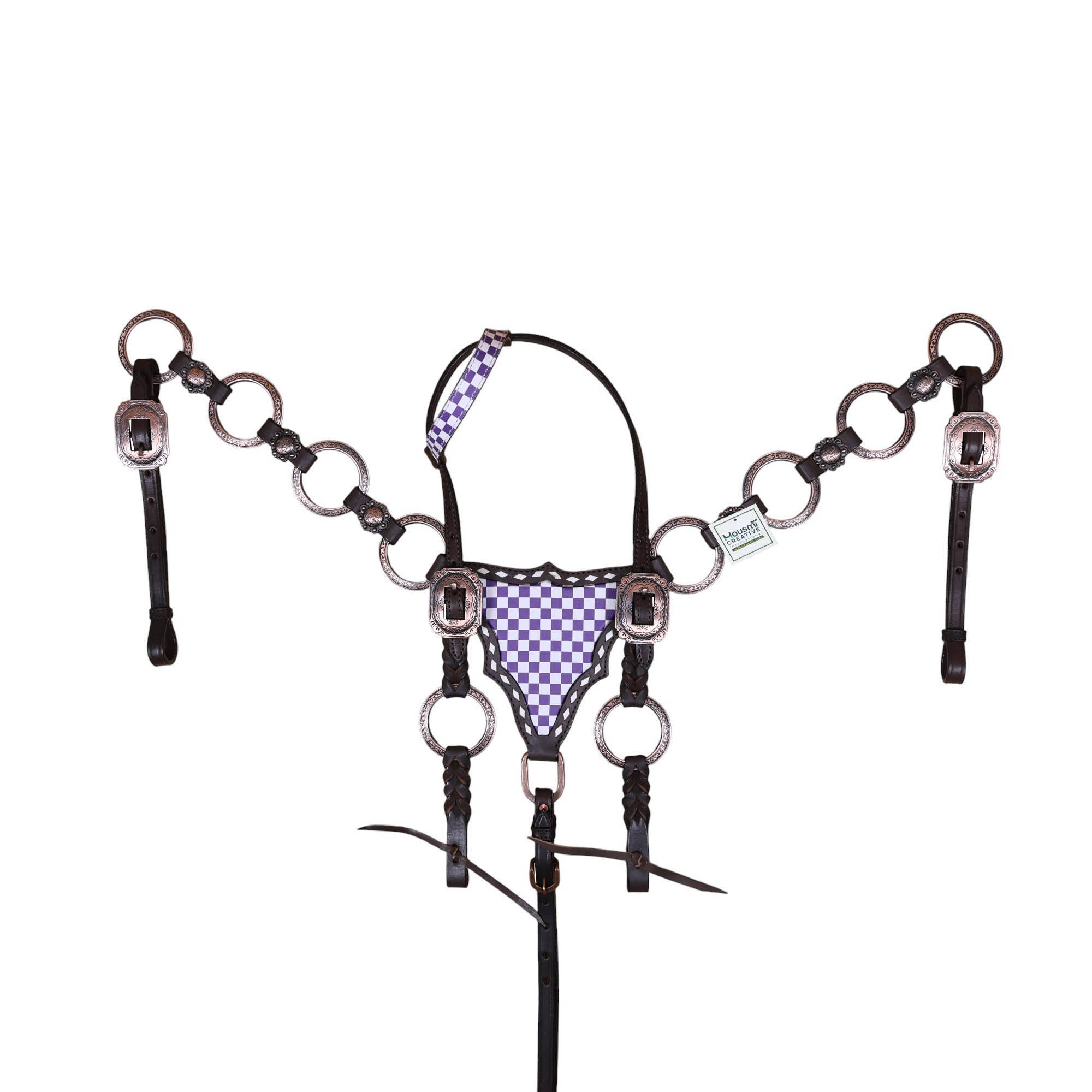 Purple & White Checkered- Copper Rings- (HSBM 114379)